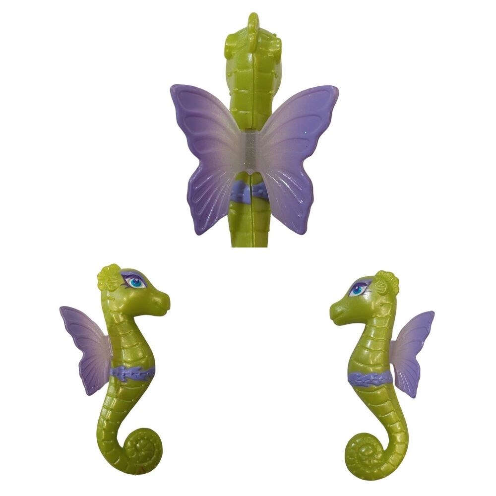 Barbie Mermaid Seahorse Figure Purple Green Winged Mermaid Power Doll Part 3.25”